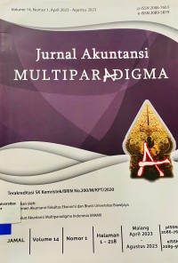 JURNAL AKUNTANSI : JURNAL AKUNTANSI MULTIPARADIGMA VOLUME 14, NOMOR 1